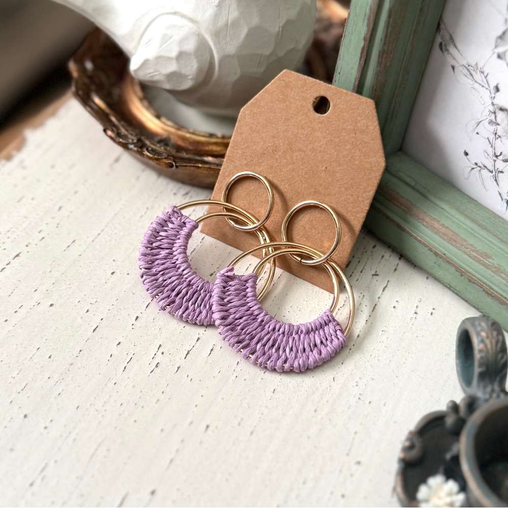 Frock Candy Raffia Double Hoop Earrings 🧿